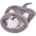 Miniatyrbilde 1 av 3: Katt sovepose fleece myk selvoppvarmende vaskbar katteseng koselig veske teppematte kattveske egnet for katt og valp Størrelse: 50x40cm grå gray