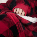 Miniatyrbillede 4 af 5: Filttröja Oversized Hoodie Bærbar Filt Blød Varmt Behagelig Gigant Størrelse Foran Red and black check