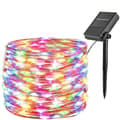 Christmas Lights, 12 m, 100 LED, RGB, 8 Modes, IP45 Waterproof, Battery/Solar Panel, Multicolor-FY-