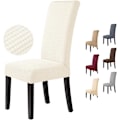 Miniatyrbild 1 av 4: Stolsöverdrag Set om 6 Stretch Stolsöverdrag Stolsöverdrag för Matsalar Lättskötta och Hållbara Jacquard Stolsöverdrag-FA6- Beige