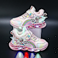 Miniatyrbilde 1 av 5: Flickor Led Casual Sneakers Elsa Prinsesse Trykk Utendørs Sko Barn Lys-opp Sklisikre Sko For Vår Og Vinter-yzy Rosa T Pink T 22-insole 13.8cm