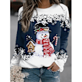 Miniatyrbilde 1 av 2: Dam Jul Toppar Sn?gubbe Sweatshirts L?ng?rmad blus 4XL