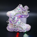 Miniatyrbillede 1 af 5: Piger Led Casual Sneakers Elsa Prinsesse Print Udendørs Sko Børn Lys-op Skridsikre Sko Til Forår Og Vinter-yzy Purple T Purple T 32-insole 20cm