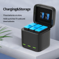 Miniatyrbillede 3 af 5: TELESIN batteri 1750 mAh til GoPro Hero 10 3 måder LED lys Bat