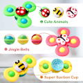 Miniatyrbillede 2 af 5: 3 stk Baby Bad Spinner Legetøj med Roterende Suttekopper Snurrende Top Legetøj Dyr Snurre Suttekopper Baby Bad Legetøj Spisebords Legetøj Vindmølle