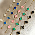 Miniatyrbilde 3 av 4: Fire Clover-armbånd 18k gullbelagt rustfritt stål dobbeltsidig ettermarked multicoloured