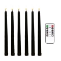 Miniatyrbilde 1 av 3: 6 stk. Flammeløse sorte koniske lys med flimrende 10-knappers fjernkontrolltimer, batteridrevet LED-lys black