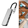 Pikkukuva 2 / 5: USB-C-keskitinsovitin HDMI-yhteensopivaan 4K30HZ:iin, kaksois-USB TypeC -jakaja, tukee PD60W -telakkaa kannettavalle puhelimelle PC:lle