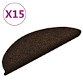 Miniatyrbillede 2 af 9: vidaXL Trappestegsmattor Selvhæftende 15 stk Brun 56x17x3 cm Broderi brown 2430