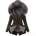 Miniatyrbilde 1 av 6: Vinterjakke dame, varmforet lang parkas midtlengde Army green Army green M