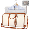 Miniatyrbillede 1 af 5: Carry-on Garment Bag, Stor PU-læder duffeltaske til kvinder, Vandafvisende tøjtasker White