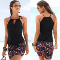 Miniatyrbillede 5 af 5: Strandbluse Bikini Bluse Sommer Strandkjole Halter Neck Strandkjole Bikini Bluse Sort S