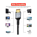 Miniatyrbild 3 av 5: HDMI-kompatibla kablar 2.1 48 Gbps 8K Ultra High Speed ​​​​flätad kabel, 4K @ 120Hz, 8K @ 60Hz, HDCP 2.2 & 2.3, HDR 10 0.5m