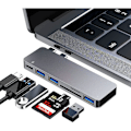 Miniatyrbilde 1 av 5: Usb C Hub Adapter for Macbook Pro/air 2020 2019 2018, 6 i 1 Usb-c Tilbehør Kompatibel Med Macbook Pro 13 Og 15 Med 3 Usb 3.0 Porter, Tf/sd-kort