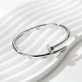Miniatyrbilde 1 av 6: Armbånd i rustfritt stål Gull Sølv Solid Metalisk Mansjett Ny design Neglemote Kvinner Tenåring Jenter Armbånd Smykker Armbånd Silver