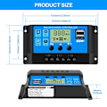 Miniatyrbillede 2 af 2: 10A 12V/24V Laderegulator Solpanel Intelligent Batteri med 5V Dual USB Port LCD-skærm (10A)