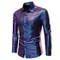 Pikkukuva 2 / 5: Miesten Paillettipaita Pitkähihainen Paita Juhliin Yökerhoon Tummansininen 4XL dark blue
