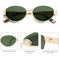 Miniatyrbillede 4 af 5: SOJOS Retro Oval Solbriller Kompatible med Kvinder og Mænd Trendy Solbriller Klassiske Farver UV400-beskyttelse SJ1217_SSDLV DB Shiny Gold-Green