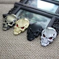 Miniatyrbillede 2 af 5: 3D Metal Sort Dödskalle Bilsticker Logo Emblem Sticker, Dödskalle
