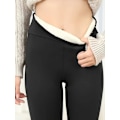 Miniatyrbild 1 av 5: Varma och mjuka leggings med Sherpa-foder, stretchiga leggings med hög midja, vardagskläder för kvinnor grå grey L