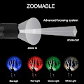 Miniatyrbillede 2 af 5: LED taktisk lommelygte med rød grøn blå hvid, 4 farver i 1 vandtæt multifunktionel zoombar lommelygte til nattesyn, fiskeri, camping, jagt
