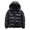 Herr Vinter Kort Blank Krage Vanntett Hette Dunjakke Svart Svart black-FA- black S