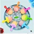 Miniatyrbild 4 av 5: Silikon Popsicle - Mini 7-håls DIY Ice-pop form med färgglada pinnar Återanvändbar non-stick mat Graderad