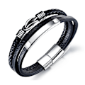 Miniatyrbillede 1 af 5: Flettet læderarmbånd til mænd sort