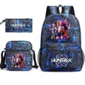 KPop Demon Hunters Ryggsäck Studenter Skolväska Pennfodral Axelväska 3-dels Set _a A Blue Pattern-FA- Blue Pattern Style A