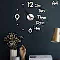 Miniatyrbild 1 av 5: 3D-spegelväggklocka Modern design Kreativ akrylkvartsvägg Silver