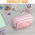 Miniatyrbillede 2 af 6: Aprikos Pennetui med Lommer Stor Pennetui Multifunktionel Pennetui Preppy Pennetui Papirvarer Organizer Æstetiske Makeuptasker Pink