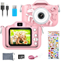 Pikkukuva 1 / 5: Lasten kamera, digitaalinen kamera lapsille 20 MP kuva & 1080P HD-video/kaksi linssiä/selfiekamera/ 8X zoom/automaattinen virta /32 GB TF-kort mukana, vaaleanpunainen