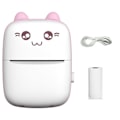 Miniatyrbillede 1 af 3: Mini bærbar lommeprinter Meow Meow Hvid/Powder (inkluderer 1 rulle printerpapir) pink