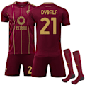Miniatyrbild 1 av 2: A.S. Roma Hemma Fotbollströja Barn 2024-2025 Nr 21 Dybala 16