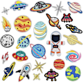 Miniatyrbillede 1 af 5: 26 stk. broderede strygemærker, rumskib astronaut broderede strygemærker, strygemærker, stofpatch, sy-på-mærke til tøj T-shirt jean