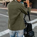 Pikkukuva 4 / 5: Naisten taskuilla varustettu takki, napit, armeijan vihreä 4XL Army Green