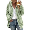 Miniatyrbillede 1 af 5: Dame Vinter Fuzzy Fleece Jakke Med Lynlås Lomme Løstsiddende Jakke Dame S Tøj Teddy Fleece Jakke Langærmet Vinterjakke Yderbeklædning Streetwear X15 Grøn X15 Green 4XL