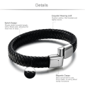 Miniatyrbillede 2 af 4: Flettet læderarmbånd til mænd, trendy uden stålspænde. 1 stk, sort