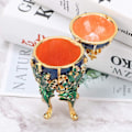 Miniatyrbild 5 av 5: Handmålad Fabergé-ägg Emalj Korall Rattan Metall Smyckeskrin Halsband Armband Liten Prydnad Hemarbetsbord Dekoration Present Smyckeskrin