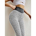Miniatyrbild 2 av 5: Damleggings med hög midja, yogabyxor, Tiktok Scrunch Butt Jacquard Ruched Booty Tights, magkontroll, rumplyft, grå, vit, svart, lila, Fitn Green Green Green M