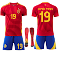 Miniatyrbild 1 av 2: 25 Spanien Hemma Röd Nr. 19 Lamin Yamal Fotbollströja Fotbollskläder Barn Vuxen No. 19 Lamin Yamal XL(180-190CM) No. 19 Lamin Yamal