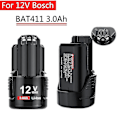Miniatyrbillede 1 af 4: 12V Bosch 3000mAh Bat411 Reservebatteri Bosch 12V Batteri Kompatibel med Bosch Bat412a Bat413a D-70