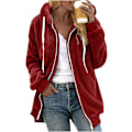 Miniatyrbillede 1 af 5: Dames Vinter Fuzzy Fleece Jakke Med Lynlås Lomme Løstsiddende Jakke Dames Tøj Teddy Fleece Jakke Langærmet Vinterjakke Yderbeklædning Streetwear X19 Vinrød L X19 Wine