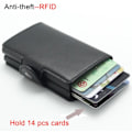 Miniatyrbillede 6 af 11: Dobbelt Tyverisikret Tegnebog RFID-NFC Sikker POP UP Kortholder Sort Black Svart - 12st Kort