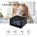 Miniatyrbild 2 av 5: Radioväckarklocka med dubbla larm, digital väckarklocka med 2 USB-laddningsportar, 0-100 % dimbar, justerbar volym, inomhustermometer (svart)