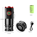 Miniatyrbillede 3 af 5: Led Mini Lommelygte Kraftfuld Type-c Genopladelig 18350 Batteri Lommelygte Lampe Med Halemagnet Taktisk Lygte