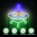 Miniatyrbillede 2 af 5: LED neon akryl panel bagplade rumskib UFO univers serie dekoration natlys ins,