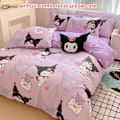 Miniatyrbillede 3 af 5: Sanrio Kuromi 4-delt sengetøj - Blødt & Holdbart, Inkluderer Dynebetræk, Lakener og 2 Pudebetræk - Sød Tegneserieprint til Soveværelse{db}(180X220) Kuormi