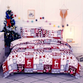 Pikkukuva 1 / 5: Joulu-Patchwork Peittosetti 220x240 cm 2 x Tyynynpäällys 50x75 cm, Mikrokuitu Vuodevaatteet