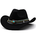 Miniatyrbillede 1 af 2: Mode western cowboyhatt med filtkepsar med roll Up brätte black